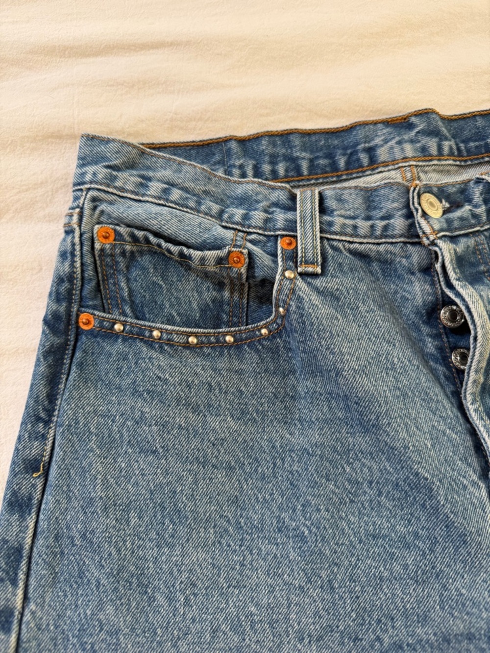 Levi’s 501 Studded Straight Leg Jeans W31 L30 Y2K Western Denim - Picture 2 of 8